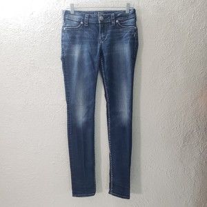 Silver Sz 26 L Suki Mid Super Skinny Jeans Women's Premium Denim Stretch Pants